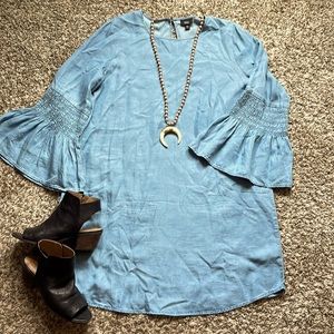Mossimo Chambray Dress with Bell Sleeves Size XL